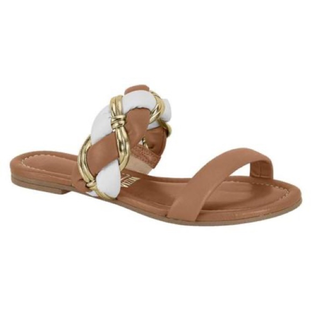Vizzano Casual Women's Slide Sandals Camel White Great for Wide Feet